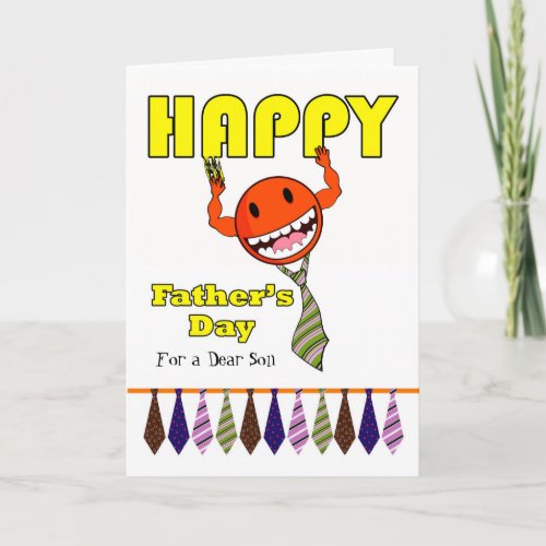 Fathers Day for a Son with Neckties and Character Card