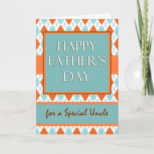 Fathers Day for an Uncle Argyle Geometric Design Card