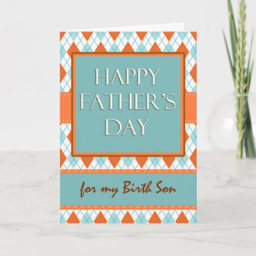 Fathers Day for Birth Son Argyle Design Card
