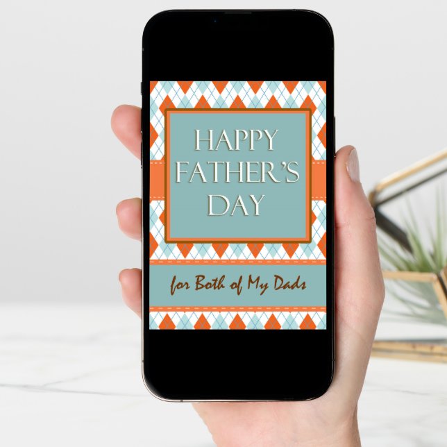 Father's Day for Both of My Dads, Argyle Design Card (Front Digital)