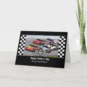 Father's Day for Boyfriend Stock Car Racing Checks Card