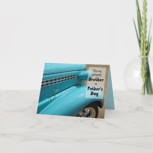 Father's Day for Brother Hot Rod Humor Photo Note Card (Front)