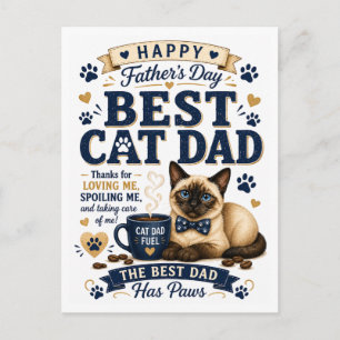 Father's Day for Cat Dad Postcard