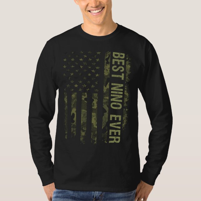 Fathers Day  For Dad Best Nino Ever America Flag C T-Shirt (Front)