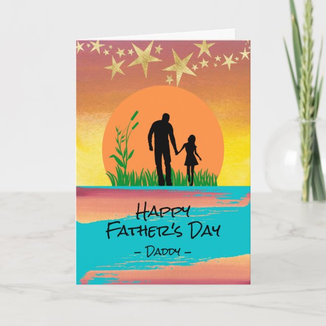 Father's Day for Daddy from Daughter Gold Stars Card (Front)
