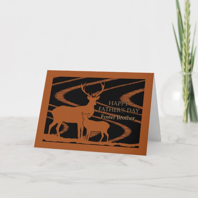 Father's Day for Foster Brother, Deer in Field Card (Front)
