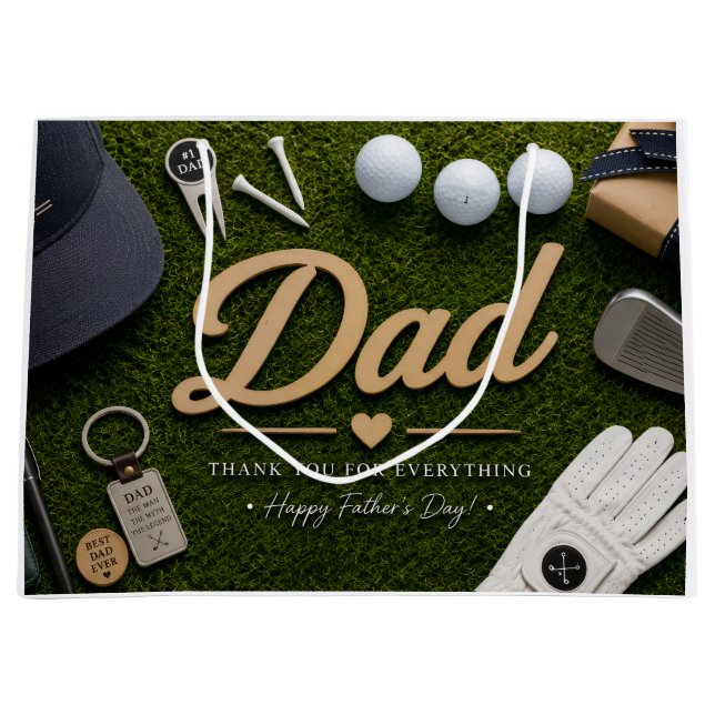 Father's Day for Golf Dad Large Gift Bag (Front)