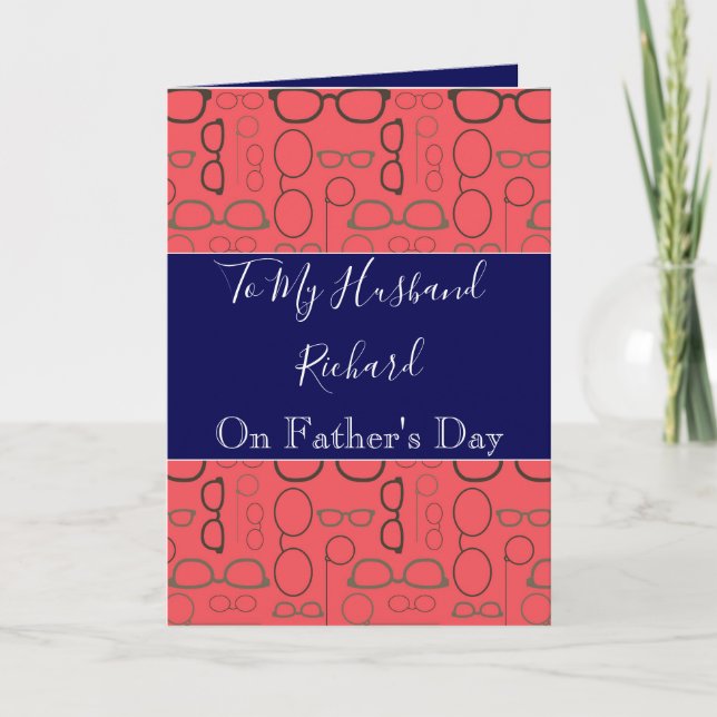 Father's Day for Husband Red and Blue Card (Front)