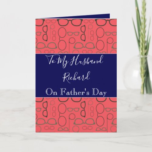 Fathers Day for Husband Red and Blue Card