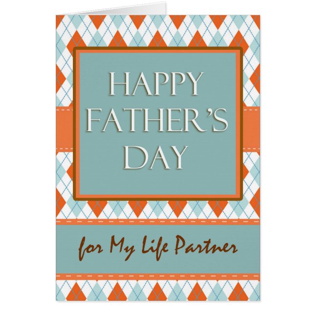 Father's Day for Life Partner, Argyle Design Cards (Front)