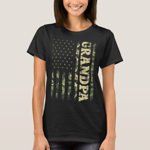 Fathers Day  For Men Grandpa Camouflage American F T_Shirt