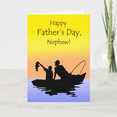 Fathers Day for Nephew Fishing Scene Card