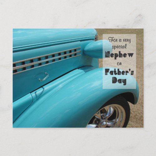 Fathers Day for Nephew Hot Rod Photo Postcard