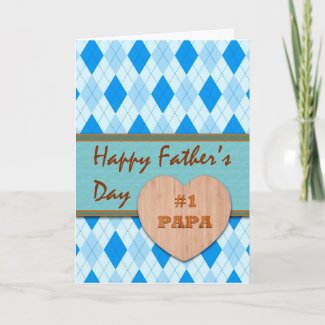 Father's Day for Papa, Wood Heart, Argyle Design Card