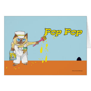 Father's Day for Pop Pop Cat Painting Wall Cards