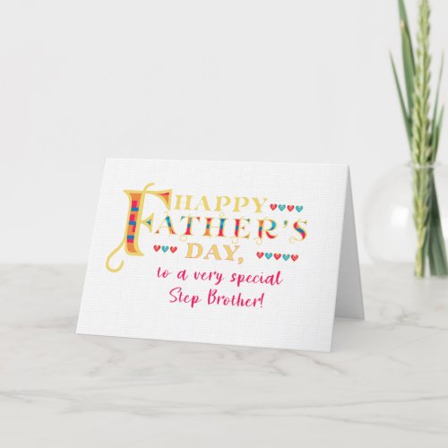 Fathers Day for Step Brother Word Art Card