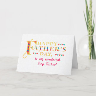 Father's Day for Step Father Word Art Card