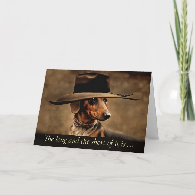 Fathers Day From Dog Cute Dachshund Hat Card (Front)