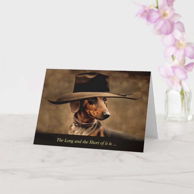 Fathers Day From Dog Cute Dachshund with Cowboy Card (Orchid)