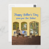Fathers Day from Fur Babies, Man on Couch with Cat Postcard (Front/Back)