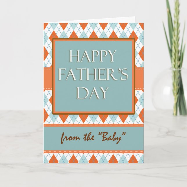 Father's Day from the Baby, Youngest Child, Argyle Card (Front)