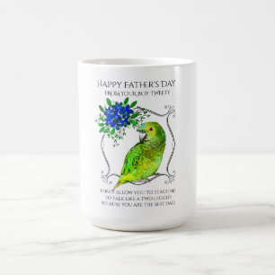 Father's Day From The Parrot Bird On White Coffee Mug