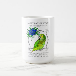 Father's Day From The Parrot Bird On White Coffee Mug