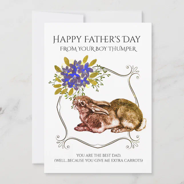 Father's Day From Your Rabbit On White Holiday Card | Zazzle
