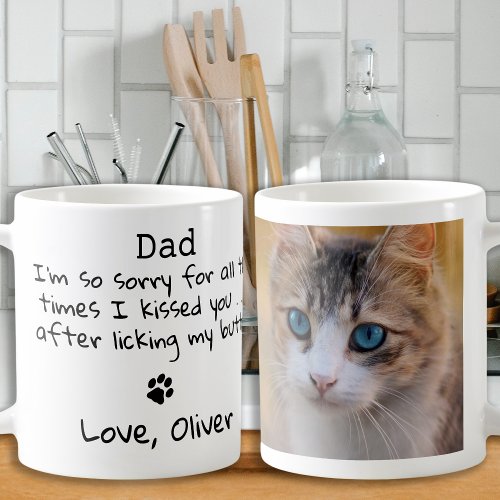 Fathers Day _ Funny Cat Dad Custom Pet Photo Coffee Mug