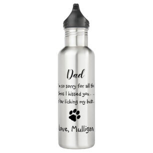 Father's Day - Funny Dog Dad Birthday - Pet Photo Stainless Steel Water Bottle