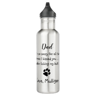 Father's Day - Funny Dog Dad Birthday - Pet Photo Stainless Steel Water Bottle