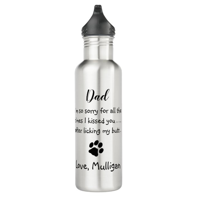 Father's Day - Funny Dog Dad Birthday - Pet Photo Stainless Steel Water Bottle (Right)