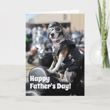 Father's Day Funny Dog On Motorcycle Card by whereabouts at Zazzle