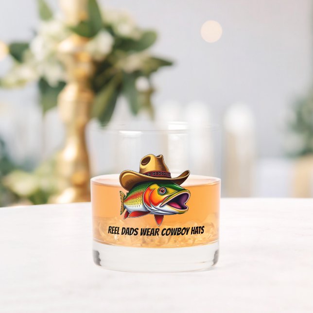 Fathers Day Funny Fish Wearing a Cowboy Hat Whiskey Glass (Insitu (Wedding))