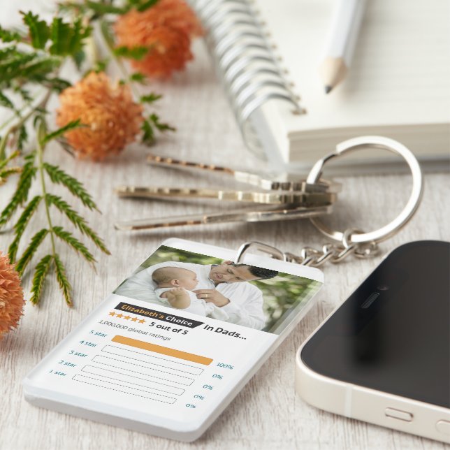 Father's Day Funny Five Star Photo Keychain (Front Right)