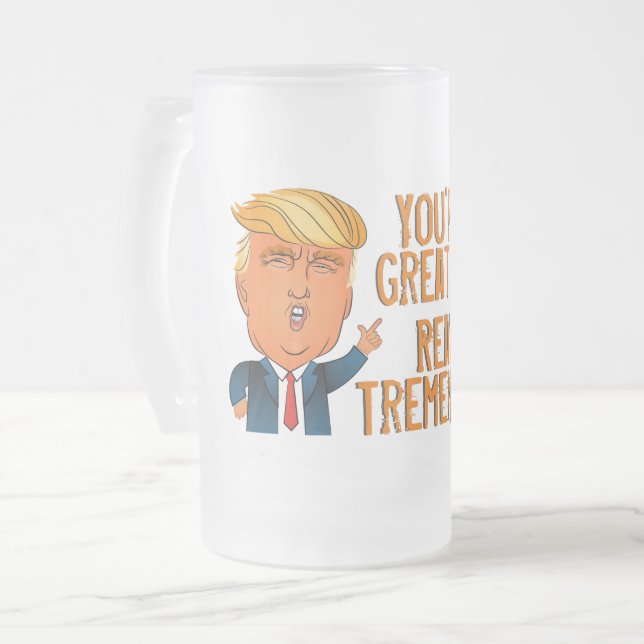 Father's Day Funny Trump Frosted Glass Beer Mug (Front Left)