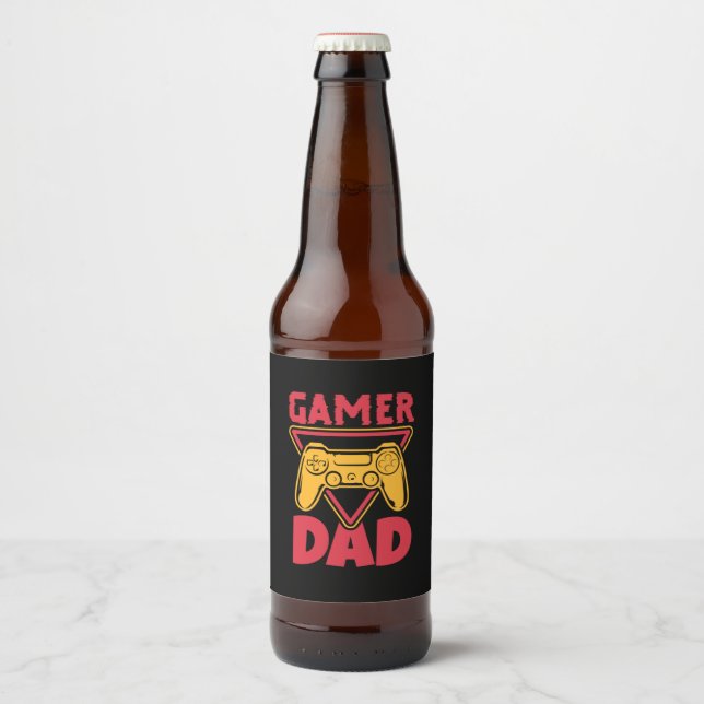 Father's Day Gamer Dad Beer Bottle Label (Front)