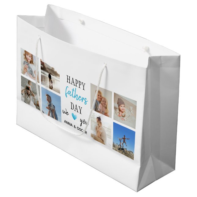 Father's Day Gift Bag | Personalized Photos (Front Angled)