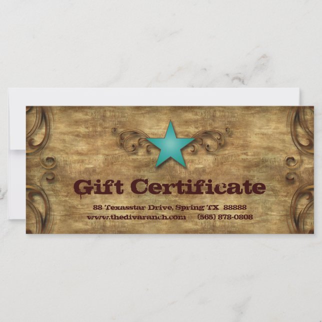 Father's Day Gift Certificate Card Texas Star (Front)