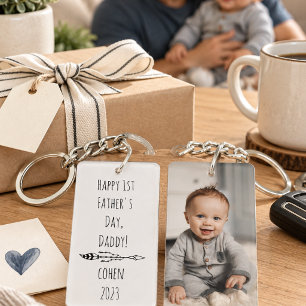 Fathers Day Gift For First Time Dad Baby Photo Keychain