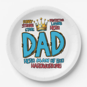 Father's Day Gift Hero Man Of God Paper Plates