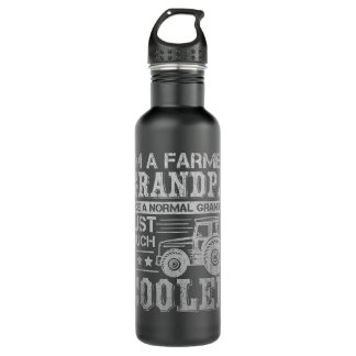 Fathers Day Gift Idea Grandpa Tractor Farmer  Stainless Steel Water Bottle