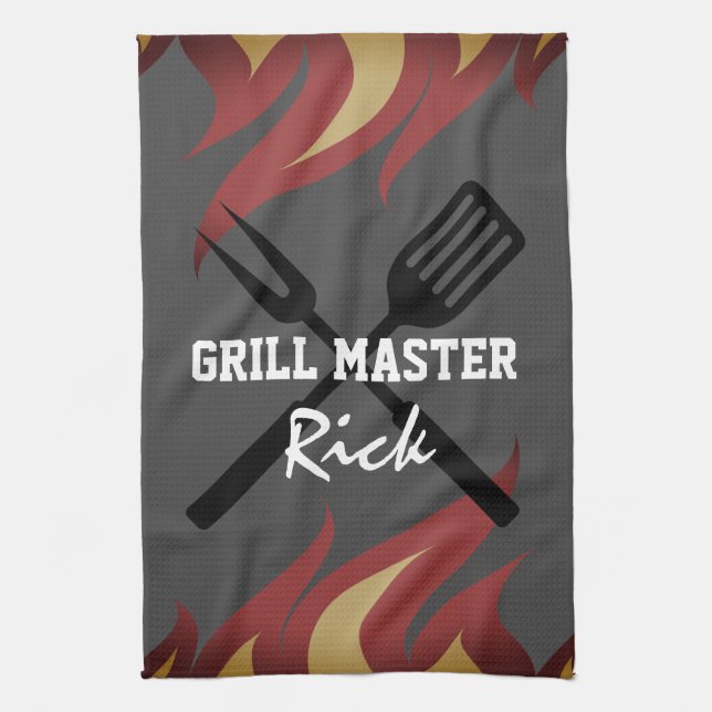 Fathers Day gift kitchen towel for grillmaster dad (Vertical)