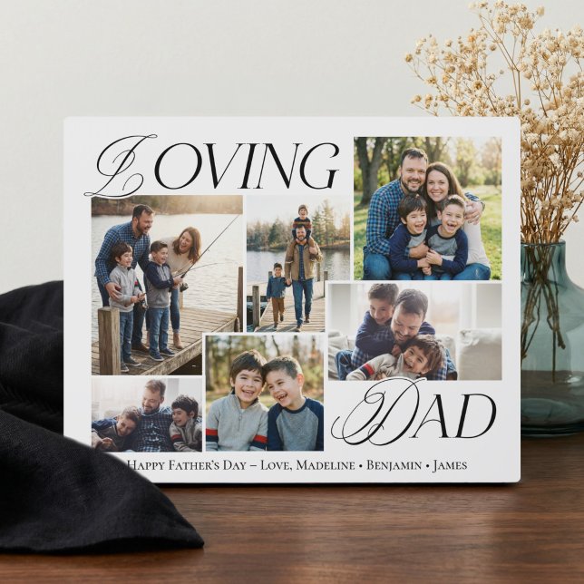 Fathers Day Gift Loving Dad Elegant Photo Collage Plaque (Fathers Day Gift Loving Dad Elegant Photo Collage Plaque)