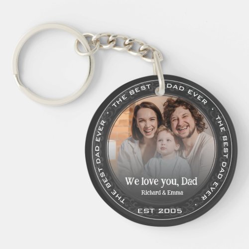 Fathers Day Gift Memorable Family Photo Best Dad Keychain