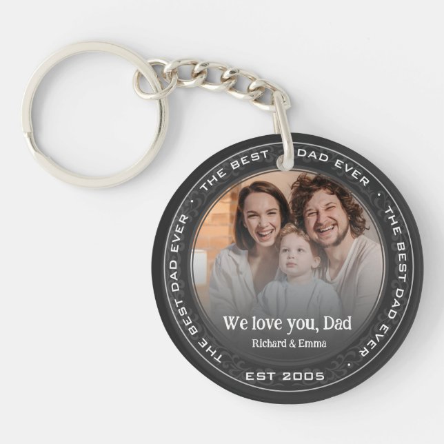Father's Day Gift Memorable Family Photo Best Dad Keychain (Front)
