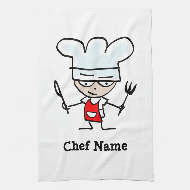 Father's Day gift personalized chef cook cartoon Kitchen Towel (Vertical)