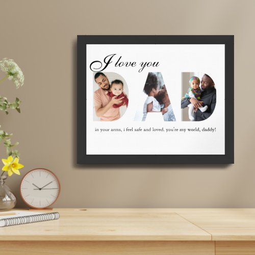 Fathers Day Gift Photo Collage Custom Gift for Dad Framed Art