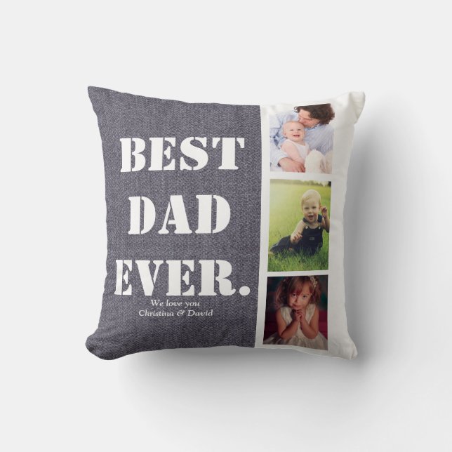 Fathers Day Gift Photo Collage Family Photos Throw Pillow (Front)
