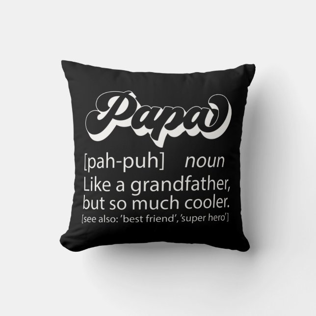 Fathers Day Gift, Retro Papa, Papa Definition Throw Pillow (Front)